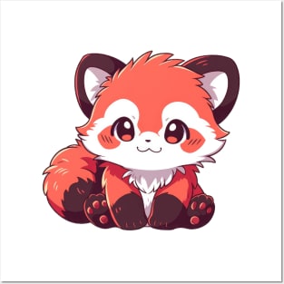 Simple drawn cute red panda Posters and Art